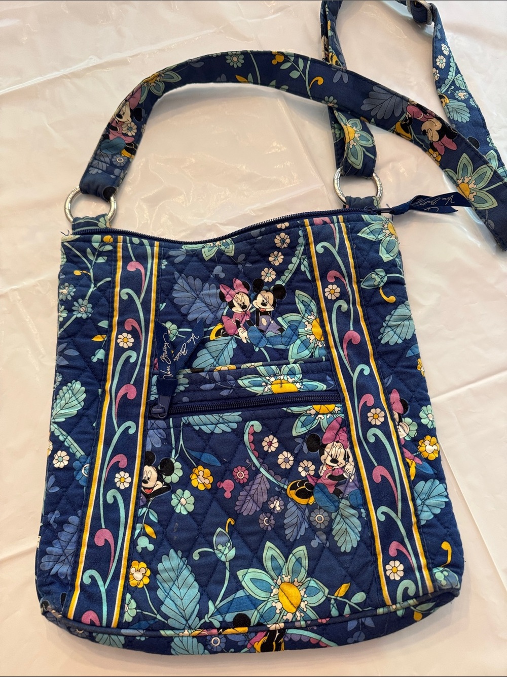 Vera Bradley Navy Floral Disney Crossbody with Minnie & Mickey